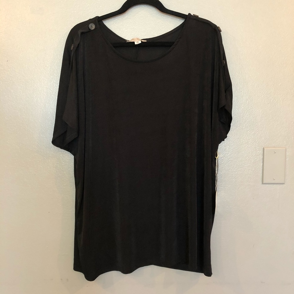 NWT Misia Curvy Black Casual Top Blouse 2X Stretchy Careerwear